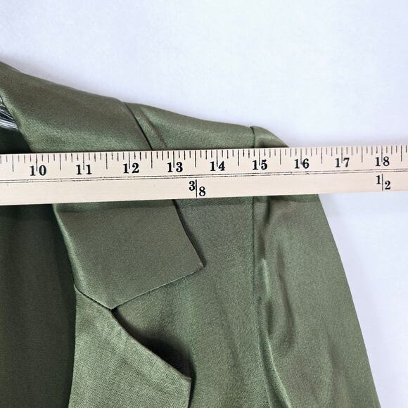 Free People Fame and Partners Green Satin Oversize Kimono Jacket Size 0  #387 - Picture 7 of 9